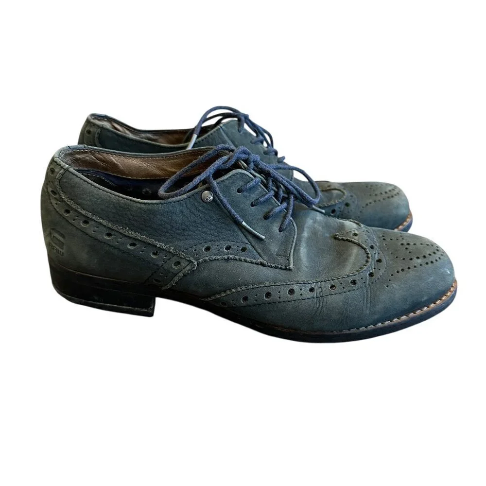 G-Star Raw Originals Lace-Up Loafers Shoes Leather Green Oxfords Size 7 Men's